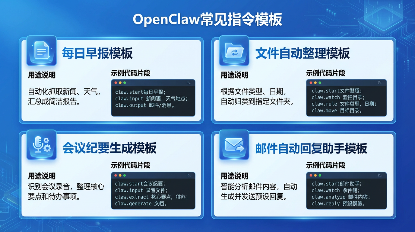 常用指令模板展示图